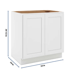 CNC Luxor 5-Piece White 33" W Full Height Double Door Base Cabinet W/ 1 Pullout Shelf