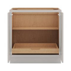 CNC Luxor 5-Piece Misty Grey 33" W Full Height Double Door Base Cabinet W/ 1 Pullout Shelf