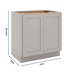 CNC Luxor 5-Piece Misty Grey 33" W Full Height Double Door Base Cabinet W/ 2 Pullout Shelf