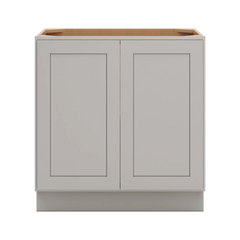CNC Luxor 5-Piece Misty Grey 33" W Full Height Double Door Base Cabinet W/ 2 Pullout Shelf