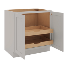 CNC Luxor 5-Piece Misty Grey 33" W Full Height Double Door Base Cabinet W/ 2 Pullout Shelf
