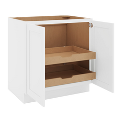 CNC Luxor 5-Piece White 33" W Full Height Double Door Base Cabinet W/ 2 Pullout Shelf