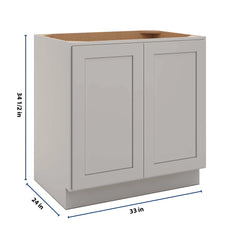 CNC Luxor 5-Piece Misty Grey 33" W Full Height Double Door Base Cabinet