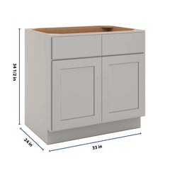CNC Luxor Misty Grey 33" W X 32 1/2" H Double Door 2 Drawer Base Cabinet