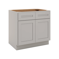 CNC Luxor 5-Piece Misty Grey 33" W X 32 1/2" H Double Door 2 Drawer Base Cabinet