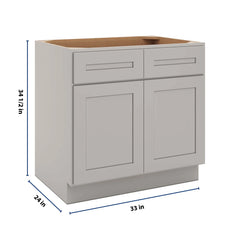 CNC Luxor 5-Piece Misty Grey 33" W X 32 1/2" H Double Door 2 Drawer Base Cabinet