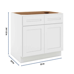 CNC Luxor 5-Piece White 33" W X 32 1/2" H Double Door 2 Drawer Base Cabinet