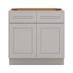 CNC Luxor 5-Piece Misty Grey 33" W X 32 1/2" H Double Door 2 Drawer Base Cabinet