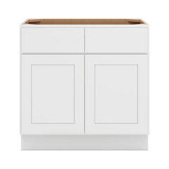 CNC Luxor White 33" W X 32 1/2" H Double Door 2 Drawer Base Cabinet