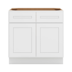CNC Luxor 5-Piece White 33" W X 32 1/2" H Double Door 2 Drawer Base Cabinet