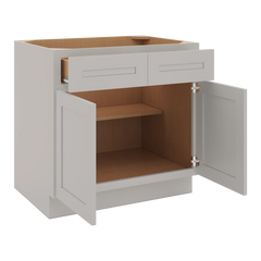CNC Luxor 5-Piece Misty Grey 33" W X 32 1/2" H Double Door 2 Drawer Base Cabinet