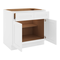 CNC Luxor 5-Piece White 33" W X 32 1/2" H Double Door 2 Drawer Base Cabinet