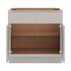 CNC Luxor Misty Grey 33" W X 32 1/2" H Double Door 2 Drawer Base Cabinet