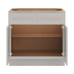 CNC Luxor 5-Piece Misty Grey 33" W X 32 1/2" H Double Door 2 Drawer Base Cabinet