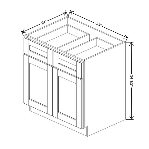 J&K Creme Glazed A7 Double Door Standard Base Cabinet - 33" W