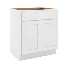 CNC Luxor White 33" W 2 Drawer Double Door Base Cabinet W/ 1 Pullout Shelf