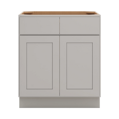 CNC Luxor Misty Grey 33" W 2 Drawer Double Door Base Cabinet W/ 1 Pullout Shelf
