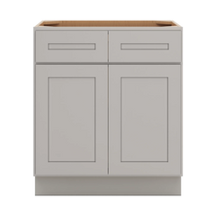 CNC Luxor 5-Piece Misty Grey 33" W 2 Drawer Double Door Base Cabinet W/ 1 Pullout Shelf