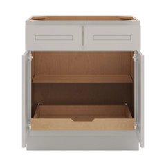 CNC Luxor 5-Piece Misty Grey 33" W 2 Drawer Double Door Base Cabinet W/ 1 Pullout Shelf