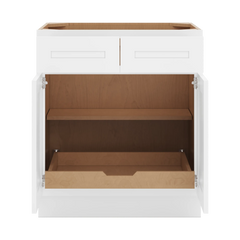 CNC Luxor 5-Piece White 33" W 2 Drawer Double Door Base Cabinet W/ 1 Pullout Shelf
