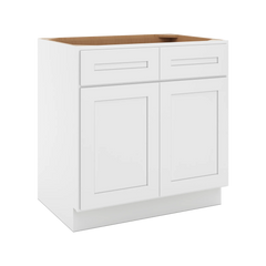 CNC Luxor 5-Piece White 33" W 2 Drawer Double Door Base Cabinet W/ 2 Pullout Shelf