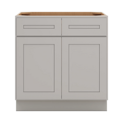 CNC Luxor 5-Piece Misty Grey 33" W 2 Drawer Double Door Base Cabinet W/ 2 Pullout Shelf