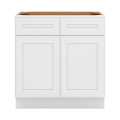 CNC Luxor 5-Piece White 33" W 2 Drawer Double Door Base Cabinet W/ 2 Pullout Shelf