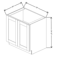 Fabuwood Allure Luxe Cloud White 33" W X 34 1/2" H X 24" D Full Height Double Door Base Cabinet