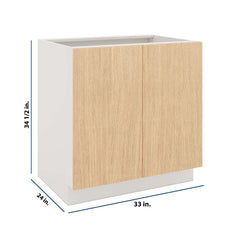 Modernform Cabinet Natural Oak 33" W X 34 1/2" H X 24" D Full Height Double Door Base Cabinet