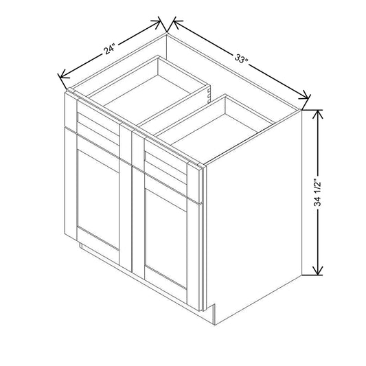 Modernform Cabinet White Shaker 33" W X 34 1/2" H X 24" D Double Door Base Cabinet