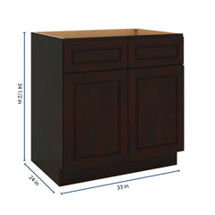 J&K Espresso K8 Double Door Standard Base Cabinet - 33" W