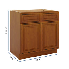 J&K Mocha Glazed K10 Double Door Standard Base Cabinet - 33" W