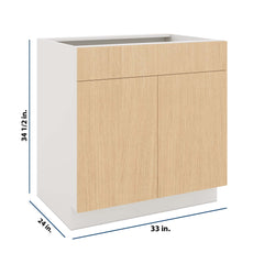 Modernform Cabinet Natural Oak 33" W X 34 1/2" H X 24" D Double Door Base Cabinet