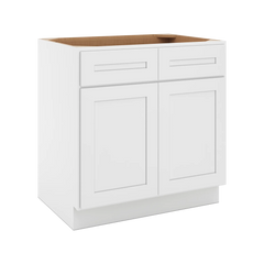CNC Luxor 5-Piece White 33" W 2 Drawer Double Door Base Cabinet