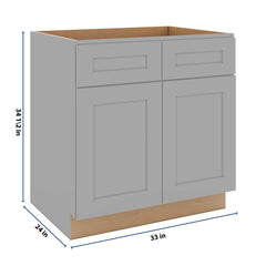 J&K Castle Grey S5 Double Door Standard Base Cabinet - 33" W