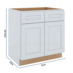 J&K White Shaker S8 Double Door Standard Base Cabinet - 33" W