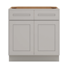 CNC Luxor 5-Piece Misty Grey 33" W 2 Drawer Double Door Base Cabinet