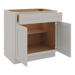 CNC Luxor 5-Piece Misty Grey 33" W 2 Drawer Double Door Base Cabinet