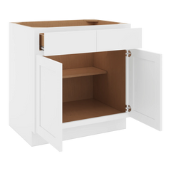CNC Luxor White 33" W 2 Drawer Double Door Base Cabinet
