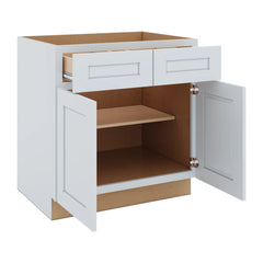 J&K White Shaker S8 Double Door Standard Base Cabinet - 33" W