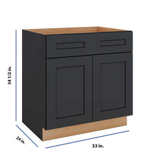 Modernform Cabinet Onyx Black Shaker 33" W X 34 1/2" H X 24" D Double Door Base Cabinet