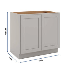 CNC Luxor Misty Grey 36" W Full Height Double Door Base Cabinet W/ 1 Pullout Shelf