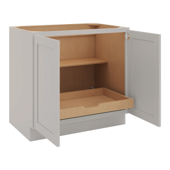 CNC Luxor 5-Piece Misty Grey 36" W Full Height Double Door Base Cabinet W/ 1 Pullout Shelf
