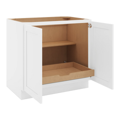 CNC Luxor 5-Piece White 36" W Full Height Double Door Base Cabinet W/ 1 Pullout Shelf