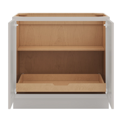 CNC Luxor 5-Piece Misty Grey 36" W Full Height Double Door Base Cabinet W/ 1 Pullout Shelf