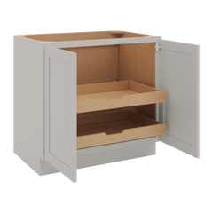 CNC Luxor 5-Piece Misty Grey 36" W Full Height Double Door Base Cabinet W/ 2 Pullout Shelf