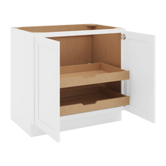 CNC Luxor 5-Piece White 36" W Full Height Double Door Base Cabinet W/ 2 Pullout Shelf