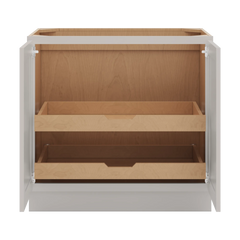 CNC Luxor 5-Piece Misty Grey 36" W Full Height Double Door Base Cabinet W/ 2 Pullout Shelf