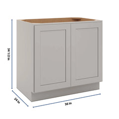 CNC Luxor 5-Piece Misty Grey 36" W Full Height Double Door Base Cabinet