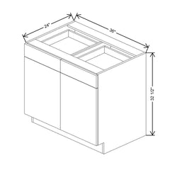 CNC Classic Broadway Beach 36" W X 32 1/2" H Double Door 2 Drawer Base Cabinet